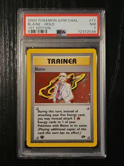 2000 Pokemon Gym Challenge Blaine 1st Edition Holo PSA 7 17/132 NM - Image 1