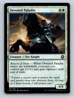 Magic the Gathering - MTG - AFR - Devoted Paladin - Foil - Common - Image 1