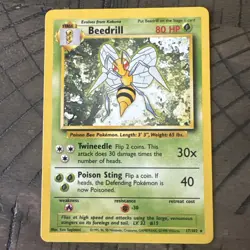 1999 Pokemon Base Set TCG Beedrill Rare NM 17/102 - Image 1