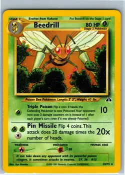 Pokemon Card Beedrill 18/75 Neo Discovery Regular unlimited Rare Non Holo WOTC - Image 1