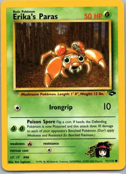 Pokemon TCG Erikas Paras 71/132 Gym Challenge MP - Image 1