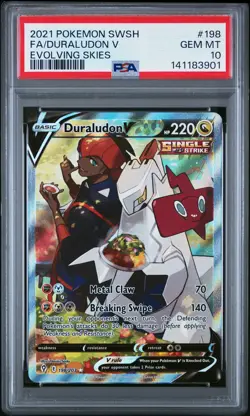 2021 POKEMON SWORD & SHIELD EVOLVING SKIES #198 FULL ART/DURALUDON V PSA 10 - Image 1