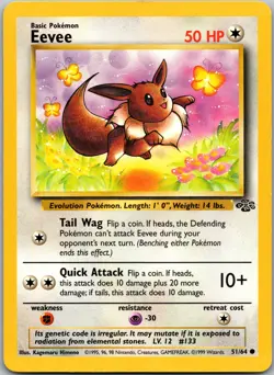 Eevee #51/64 Jungle Common Vintage Pokemon LP - Image 1