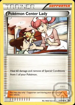 Pokemon Center Lady 93/106 UC Flashfire Pokemon LP - Image 3