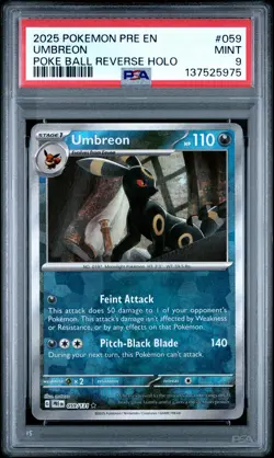 2025 Pokemon Prismatic Evolutions #059 Umbreon Poke Ball - PSA MINT 9 - Image 1