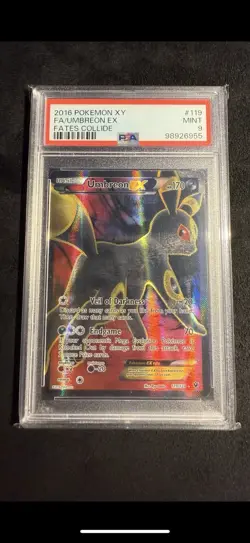 Pokemon TCG Umbreon-EX Fates Collide Holo Full Art Ultra Rare Card 119/124 PSA 9 - Image 1