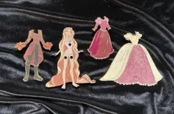 Disney tangled fantasy pin paper doll pin set Rapunzel wedding dress pin - Image 1