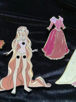 Disney tangled fantasy pin paper doll pin set Rapunzel wedding dress pin - Image 3