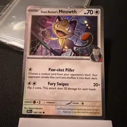 POKEMON TEAM ROCKET'S MEOWTH 149/182 COMMON COSMOS HOLO NM CARD DESTINED RIVALS - Image 1