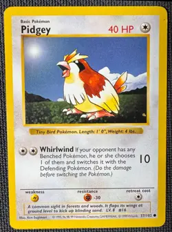 PIDGEY 57/102 COMMON BASE SET SHADOWLESS POKEMON MP - Image 1