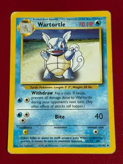 Pokemon TCG Base Set - Wartortle 042/102 Regular 1999 Vintage (MP/HP) - Image 1
