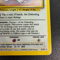 Dmg Clefairy 5/102 Base Set Holo Pokemon Vintage - Image 4