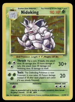 Pokemon TCG Nidoking Base Set 11/102 Holo Unlimited Rare Vintage HP - Image 1