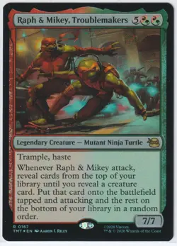 Raph & Mikey, Troublemakers 167 TMNT Magic The Gathering R Foil NM - Image 1