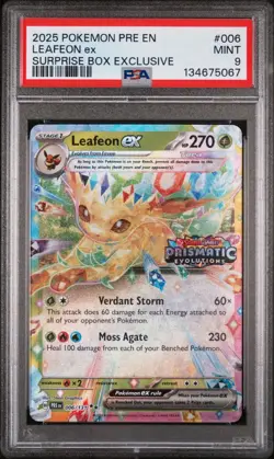 Pokemon TCG Leafeon EX Prismatic Evolutions Stamped Surprise Box 006/131 PSA 9 - Image 1