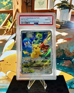 2023 POKEMON SVP EN-SV BLACK STAR PROMO PALDEA EVOVLED ETB #027 PIKACHU PSA 10 - Image 1