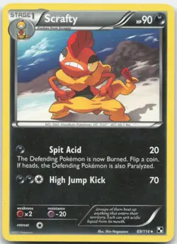 Scrafty 69/114 Black and White Pokemon Card LP - Image 1