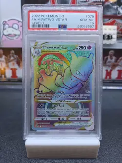 Pokemon Go 2022 Full Art Rainbow Mewtwo VSTAR- Secret Rare Card 79/78 PSA 10 - Image 1