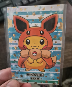 Poncho Pikachu Eevee Hood Gold Star Foil Attacks 2 Database Pokemon TCG- NM+ - Image 1