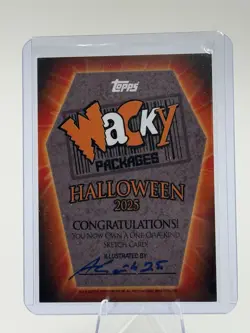 2025 Topps Wacky Packages Halloween Edition Aaron Laurich Sketch Card 1/1 - Image 2