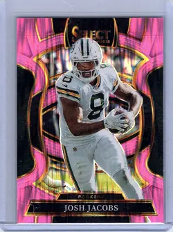2025 Panini Select #67 Josh Jacobs Pink Prizm Shock - Image 1