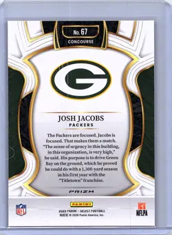 2025 Panini Select #67 Josh Jacobs Pink Prizm Shock - Image 2