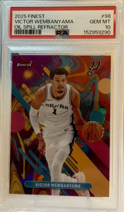 2025-26 Topps Finest NBA #98 Victor Wembanyama Oil Spill SP Refractor 💎 10 🔥 - Image 1