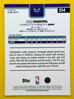 Kon Knueppel #254 - 2025 Topps Chromw NBA [RC] - Image 2