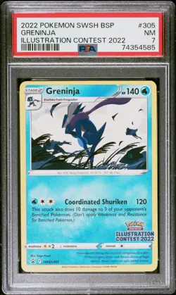 2022 POKEMON SWSH BLACK STAR PROMO #305 GRENINJA ILLUSTRATION CONTEST 2022 PSA 7 - Image 1