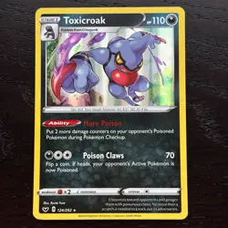 Toxicroak 124/202 Pokemon Sword & Shield Base Set Holo Rare Card NM - Image 1