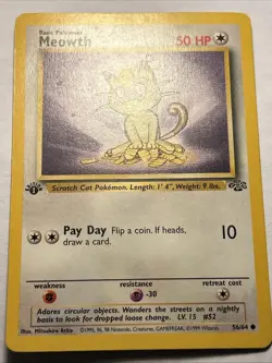 1999 Pokemon TCG Meowth - 56/64 1st Edition Jungle Set Vintage WOTC Card LP - Image 3