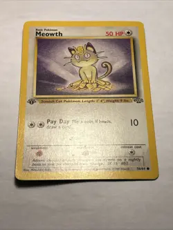 1999 Pokemon TCG Meowth - 56/64 1st Edition Jungle Set Vintage WOTC Card LP - Image 4