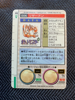 Pokemon Card Carddass Prism Holo No.006 Charizard Green Ver Japanese #241209 - Image 2