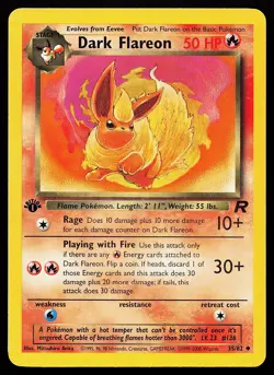 Dark Flareon 35/82 Uncommon 1st Edition Team Rocket Pokemon Card - Image 1