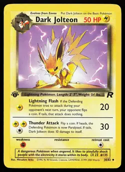 Dark Jolteon 38/82 Uncommon 1st Edition Team Rocket Pokemon Card - Image 1