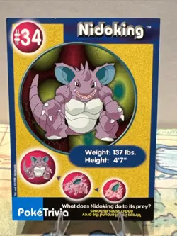 Nidoking 34 Poketrivia Burger King Trading Card - Image 1