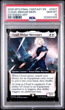 2025 MTG FINAL FANTASY EXTENDED ART #0427 CLOUD, MIDGAR MERCENARY PSA 10 - Image 1