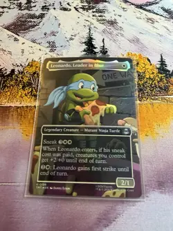 Leonardo, Leader in Blue - Foil Extended Art TMT NM MTG - Image 3