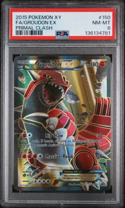 2015 POKEMON XY PRIMAL CLASH #150 FULL ART/GROUDON EX PSA 8 - Image 1