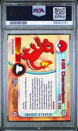 2000 TOPPS CHROME POKEMON T.V. SPARKLE #5 CHARMELEON PSA 9 - Image 2
