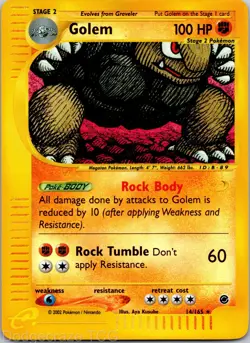 Golem 14/165 Holo Rare Expedition Base Set Pokemon Reverse Holo LP - Image 1