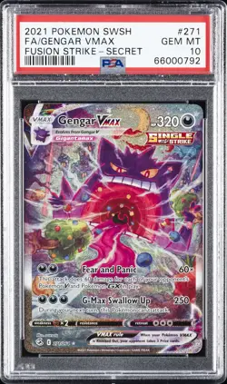 2021 POKEMON SWORD & SHIELD FUSION STRIKE SECRET FULL ART/GENGAR VMAX PSA 10 - Image 1
