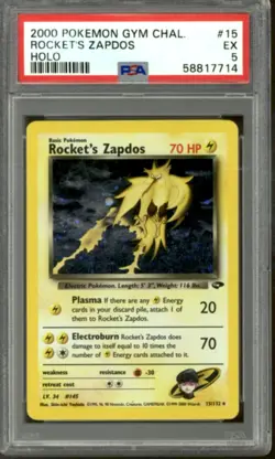 Pokemon Gym Challenge Rocket's Zapdos 15/132 PSA 5 - Image 1