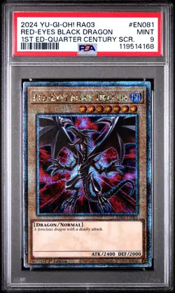 PSA 9 YU-GI-OH! RA03-EN QUARTER CENTURY RED-EYES BLACK - Image 1