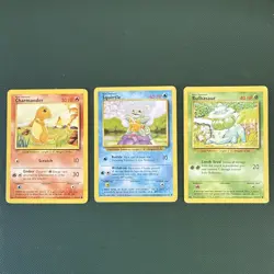 Pokemon TCG Charmander 46/102 Squirtle 63/102 Bulbasaur 44/102 Base Set LP - Image 1