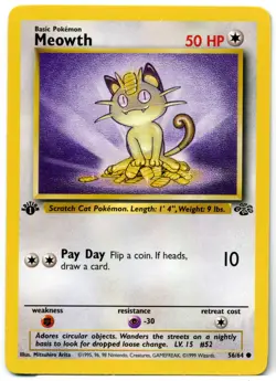 1st Edition Jungle Pokemon Card Lot Meowth Lickitung Jigglypuff NM WOTC - Image 2