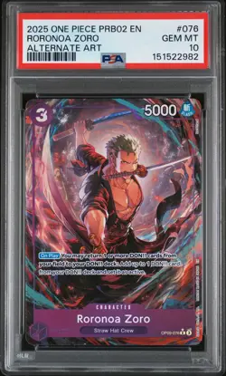PSA 10 - Roronoa Zoro 076 One Piece Prb02-Premium Booster -One Piece Card - Image 1