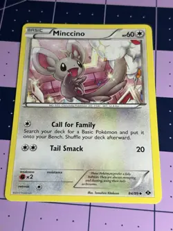 Pokemon TCG Minccino 84/99 Black & White NeXT Destinies Regular Uncommon Card - Image 1