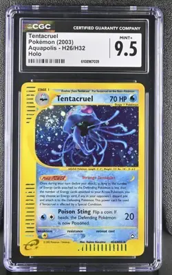 CGC 9.5 MINT+ Tentacruel H26/H32 Holo SWIRL Pokemon 2003 Aquapolis Pop 2 - Image 1