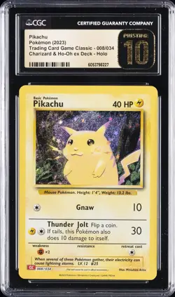 2023 POKEMON TRADING CARD GAME CLASSIC HOLO #008 PIKACHU CGC 10 PRISTINE - Image 1